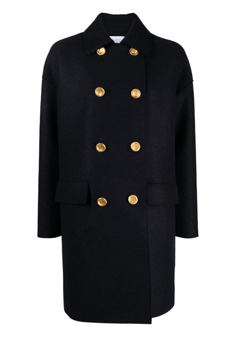 Navy blue Mac double-breasted virgin wool coat Harris wharf london - women HARRIS WHARF LONDON | Outerwear | A1327MLK362